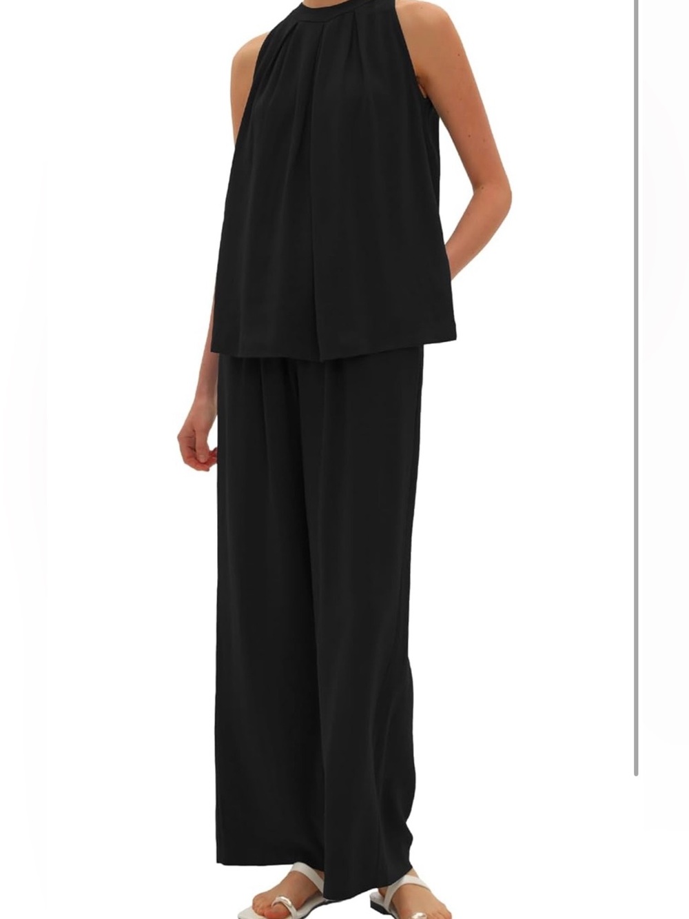 Black Wide-Leg Jumpsuit with Halter Top